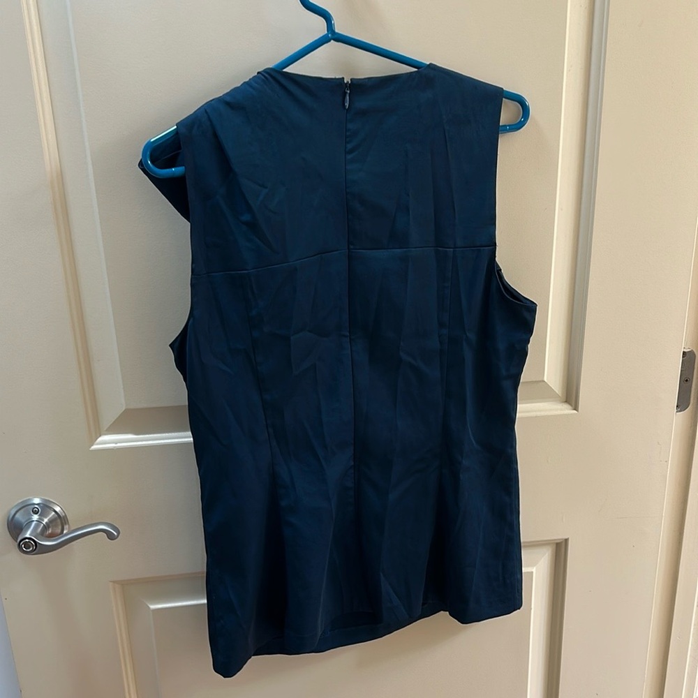 Ann Taylor Blue Sleeveless Tie Front Blouse - Picture 5 of 5